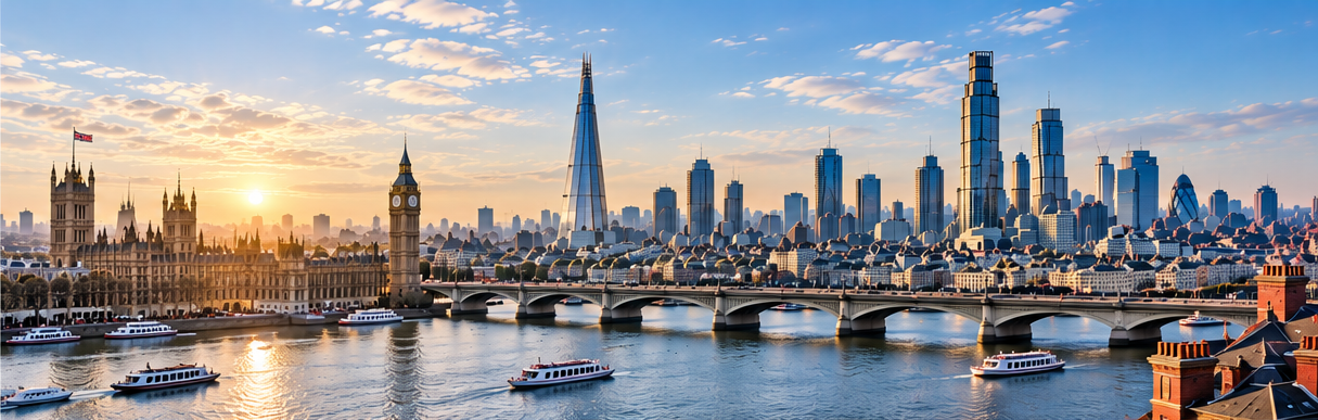 London skyline at sunset